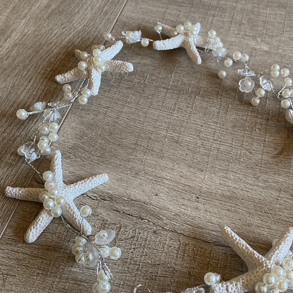 Pearl Sea Theme Starfish Hair Headband costume wedding approx 21” long - Picture 5 of 6
